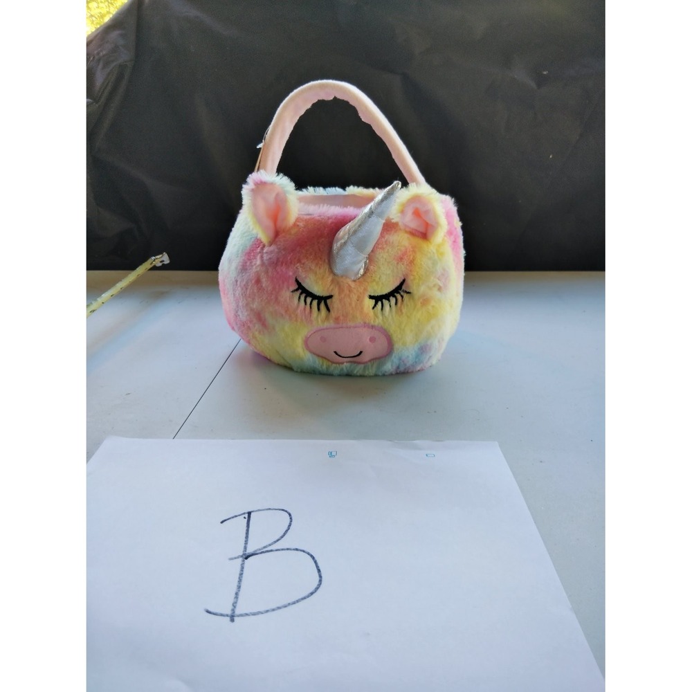 Target Plush Unicorn Treat Bucket Tie Dye Pastel Silver Horn 240114440 NWT